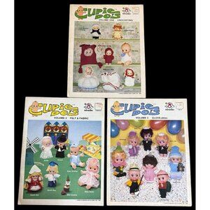 3 Cupie Do's Kewpie Doll Clothes Pattern Book UNCUT Crocheting Felt Fabric Glove